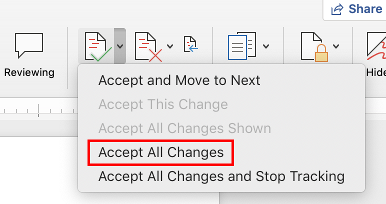 microsoft word for mac turn off track changes print